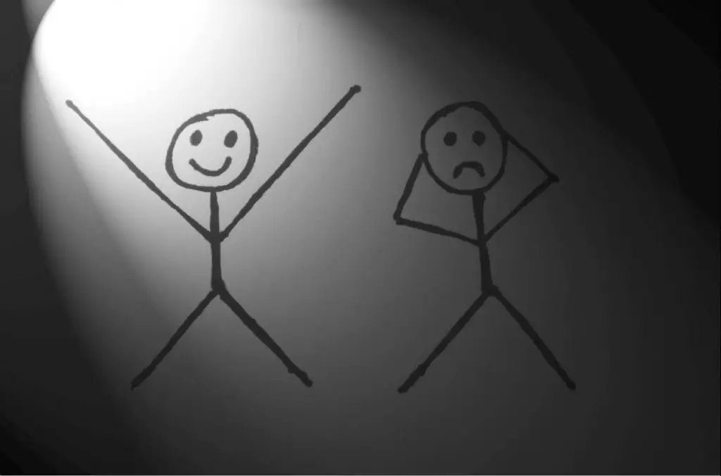 Acting practice in a stick figure drawing.