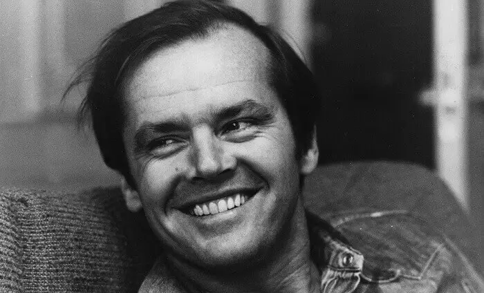 Jack Nicholson headshot in black and white