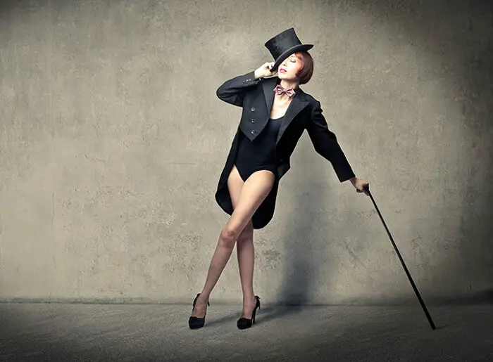 Cabaret woman with a cane