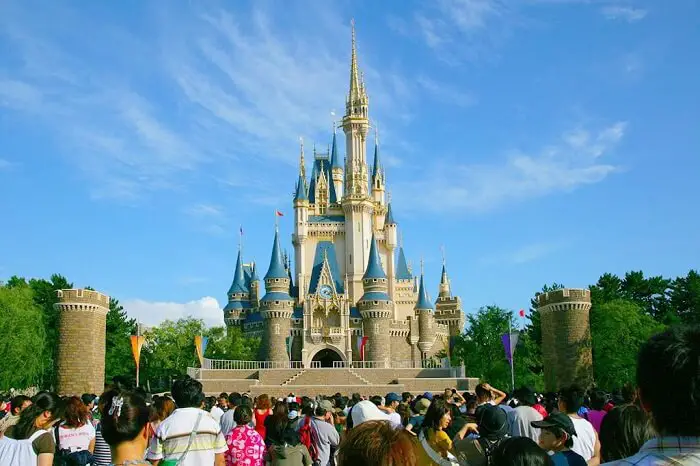 Disney castle under a blue sky
